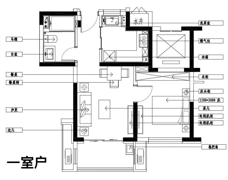 庆园雅筑一室户户型图第1张
