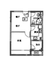 帝华园一室户B户型图第1张