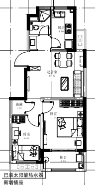 凰城雅苑二室户D户型图第1张