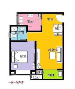 花屿新筑一室户C户型图第1张