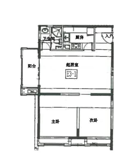 秋月朗庭二室户D户型图第1张