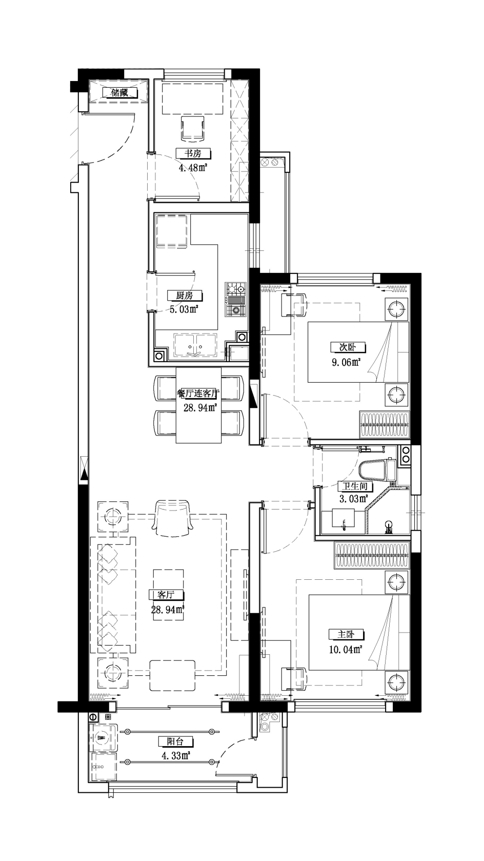 招商主城二居室B户型户型图第1张