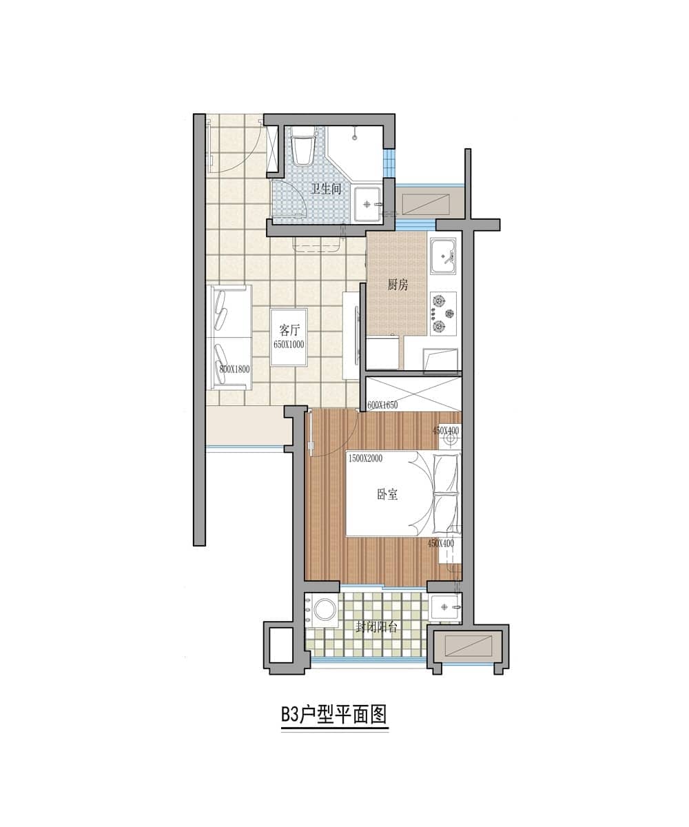 浯家公寓一房型户型图缩略图3