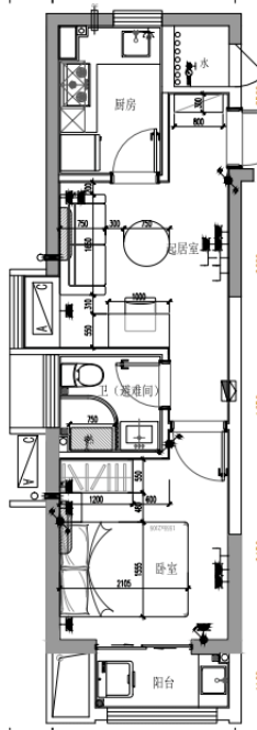 雍厝公寓一房型户型图第1张
